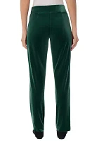 Petite Stretch Velour Pull On Straight Pants