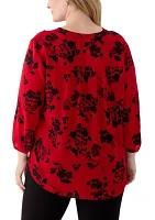 Plus Pleated Front Printed Top