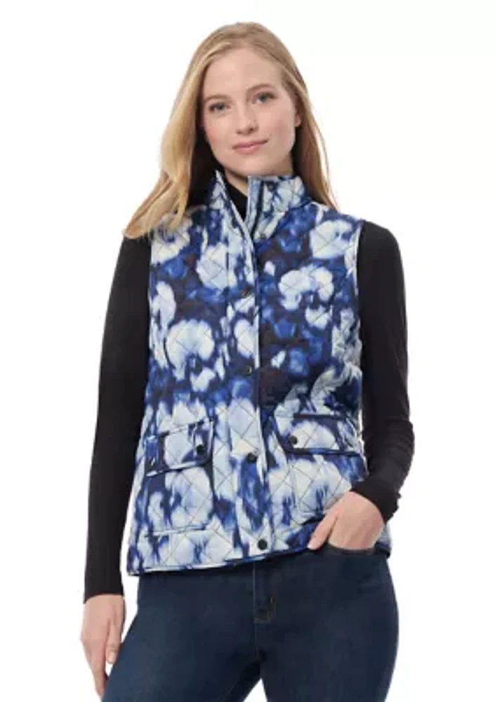 Women's Printed Quilted Sleeveless Vest