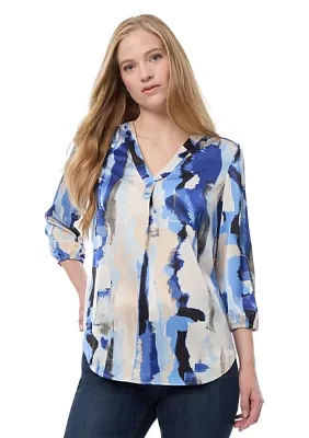 Women's 3/4 Printed Satin Blouse