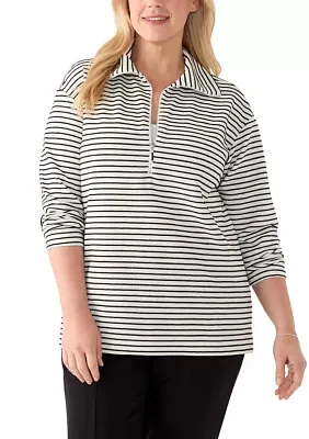 Plus Lurex Ottoman 1/4 Zip Sweatshirt