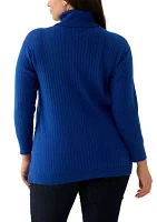 Plus Mock Neck Long Sleeve Sweater with Side Placket