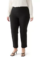 Plus Pull On Wide Waistband Straight Ankle Pants