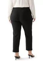 Plus Pull On Wide Waistband Straight Ankle Pants