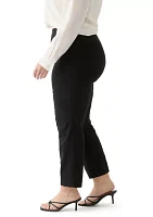 Plus Pull On Wide Waistband Straight Ankle Pants