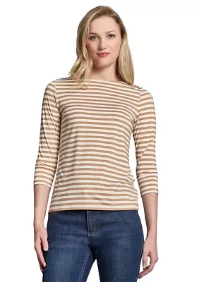 Petite Boat Neck Stripe Knit Top