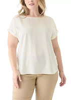 Plus Short Sleeve Side Button Blouse