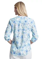 Petite 3/4 Sleeve V-Neck Tunic Top