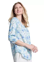 Petite 3/4 Sleeve V-Neck Tunic Top