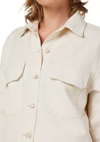 Women's Cropped Oversized Button Down Shirt