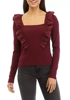 Women's The Liv Ruffle Long Sleeve Knit Top