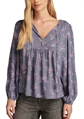 Women's Printed Blouson Sleeve Blouse