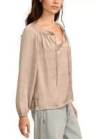 Women's Notch Neck Peasant Top