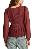 Women's Pleated Long Sleeve Blouse