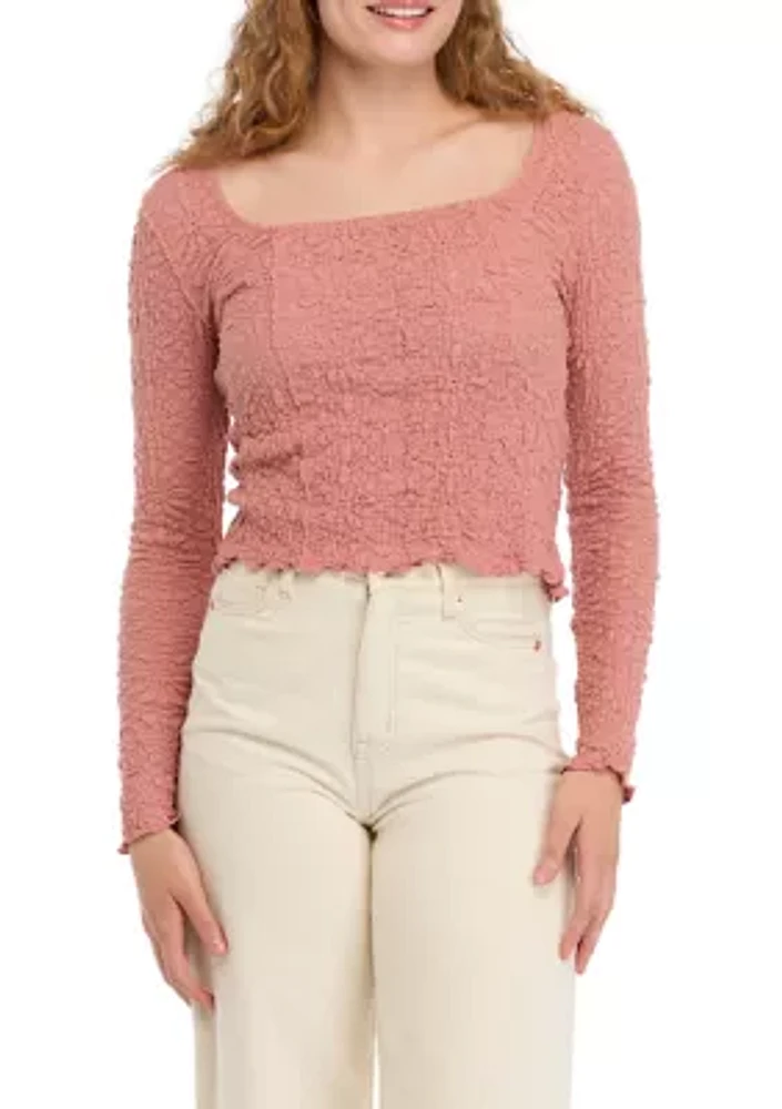 Women's Textured Lace Square Neck Top