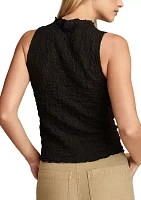 Women's Sleeveless Textured Mock Neck Knit Tank