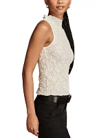 Women's Sleeveless Textured Mock Neck Knit Tank