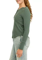 Women's Waffle Knit Henley Shirt