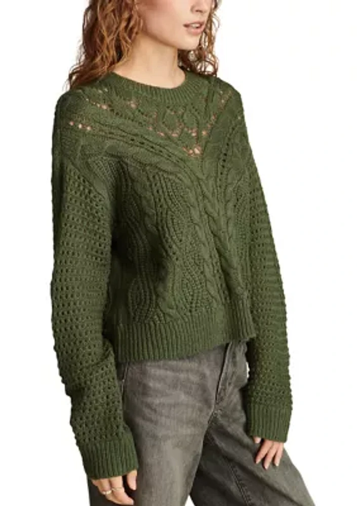 Women's Pointelle Crew Sweater