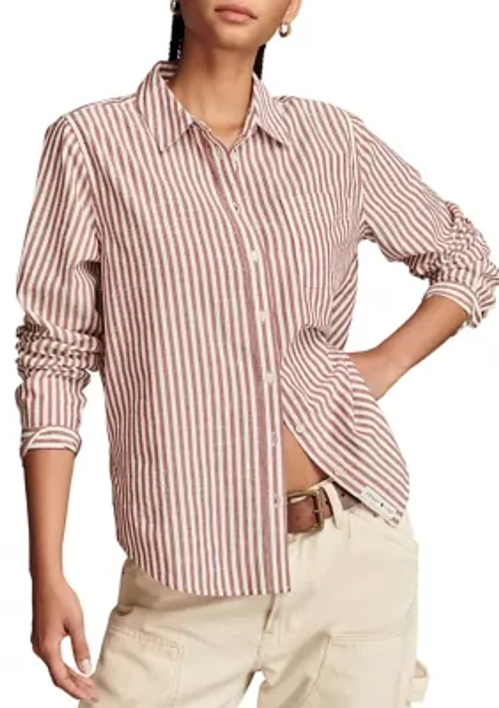 Long Sleeve Preppy Button Down Shirt