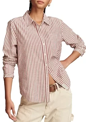 Long Sleeve Preppy Button Down Shirt