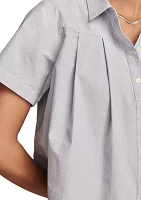 Women's Short Sleeve Pleated Crop Shirt