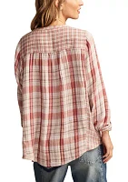 Women's Plaid Mix Button Down Shirt