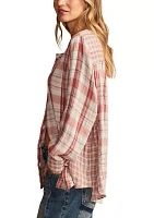 Women's Plaid Mix Button Down Shirt