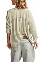 Women's Mixed Fabric Long Sleeve Knit Top