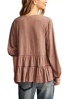 Women's Blouson Sleeve Square Neck Embroidered Peasant Top