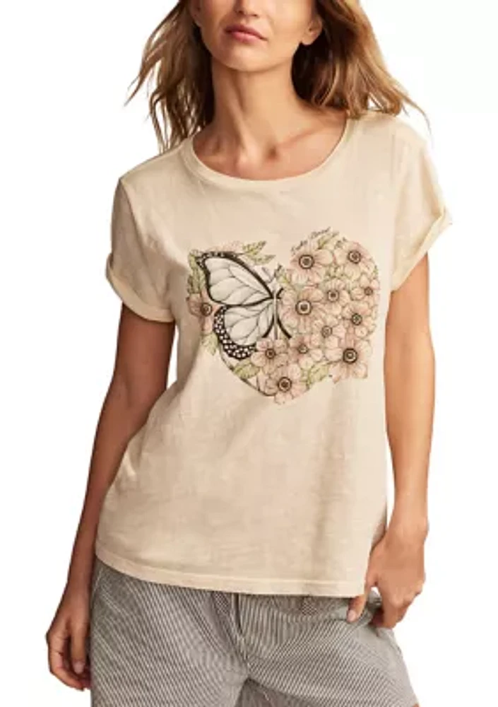 Women's Butterfly Heart Graphic T-Shirt