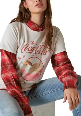 Coke Santa Snow Classic Crew Neck Graphic T-Shirt