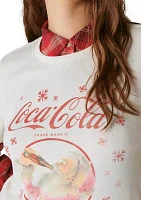 Coke Santa Snow Classic Crew Neck Graphic T-Shirt