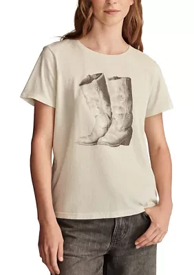 Women's Flower Boots Graphic T-Shirt