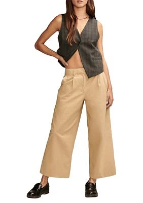 Women's Pleated Wide Leg Cropped Pants