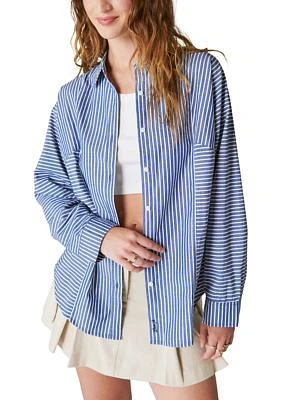 Women's Multi Stripe Oversized Button Down Top