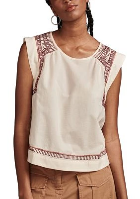 Women's Embroidered High Low Hem Top