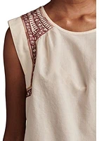 Women's Embroidered High Low Hem Top