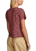 Short Sleeve V-Neck Ditsy Floral Blouse