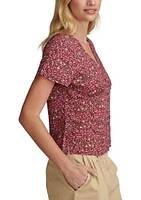 Short Sleeve V-Neck Ditsy Floral Blouse