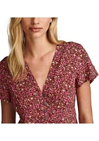 Short Sleeve V-Neck Ditsy Floral Blouse