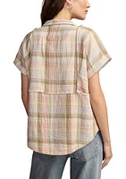 Women's Plaid Printed Camp Shirt