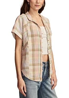 Women's Plaid Printed Camp Shirt