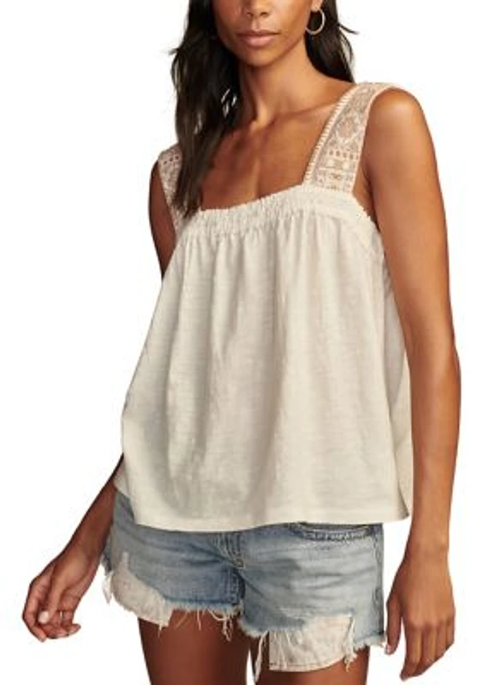 Sleeveless Embroidered Tank Top