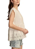 Women's Short Sleeve Embroidered Knit Top