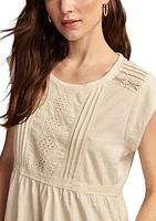 Women's Short Sleeve Embroidered Knit Top