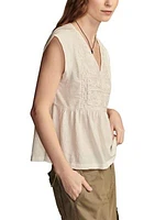 Women's Embroidered Peplum Knit Top