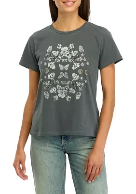 Short Sleeve Floral Classic Crew Neck Graphic T-Shirt