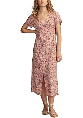 Women's Ditsy Floral Printed Button Front Midi Dres