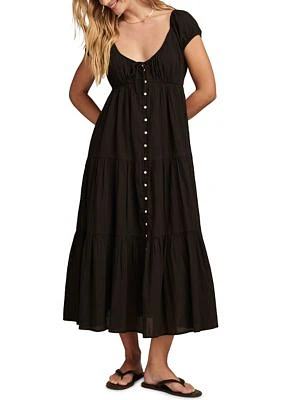 Women's Short Sleeve Tiered Midi Dress